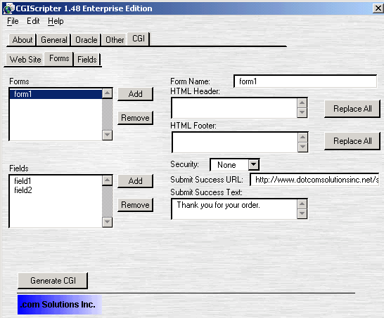 CGIScripter CGI Forms Folder tab - 26K