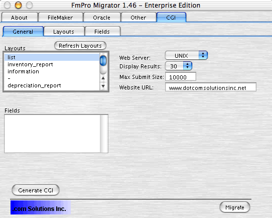 FmPro Migrator CGI-General tab - 27K