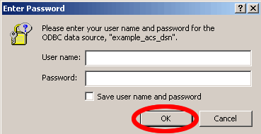Figure 22 - Access Database Username/Password Dialog