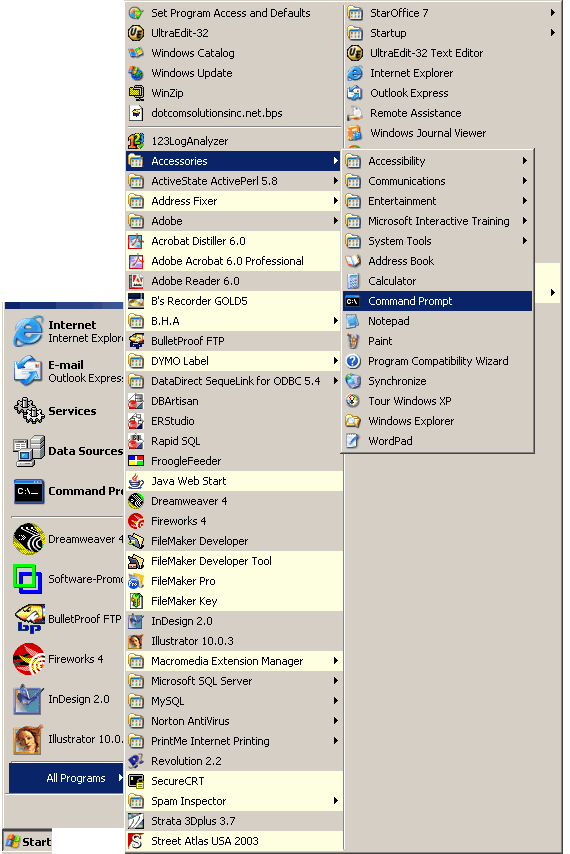 Figure 11 - Opening Windows Command Prompt Menu Item