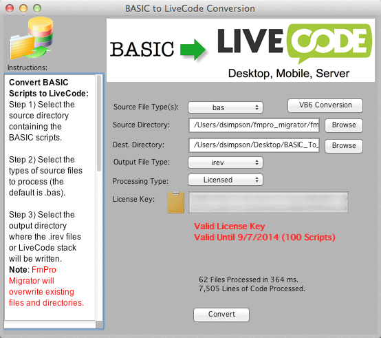 BASIC to LiveCode Window screenshot