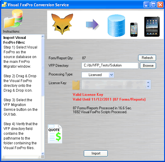 Visual FoxPro Migration screenshot