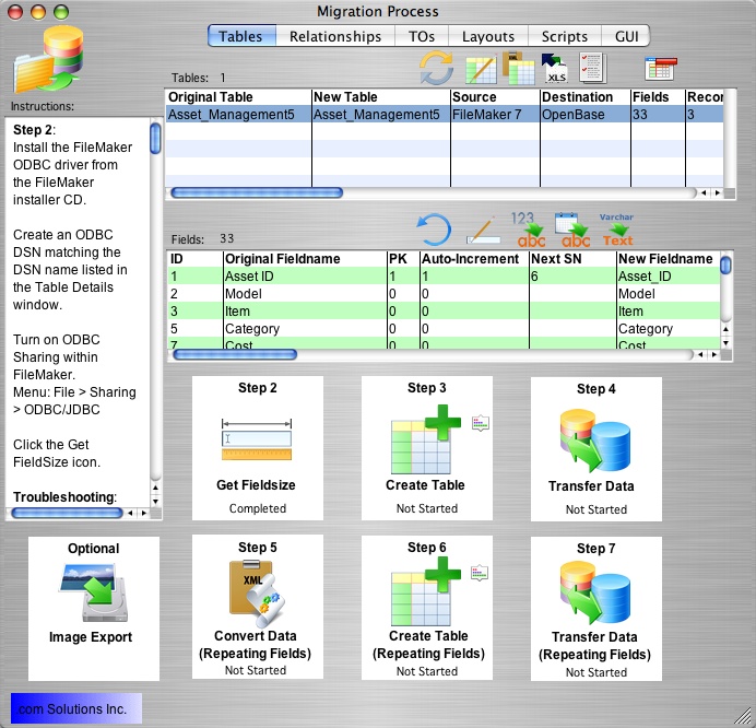 FmPro Migrator Migration Process Window - 175K