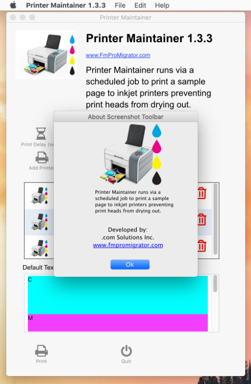 Printer Maintainer - About Dialog